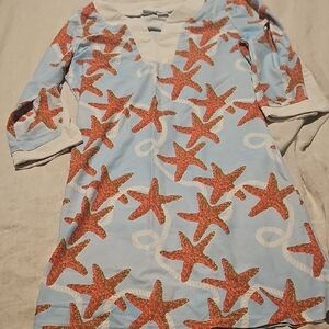 Unique Starfish Print Nylon Tunic Dress (M)